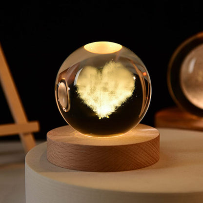 Luxury Crystal Globe Table Lamp With Wooden Stand