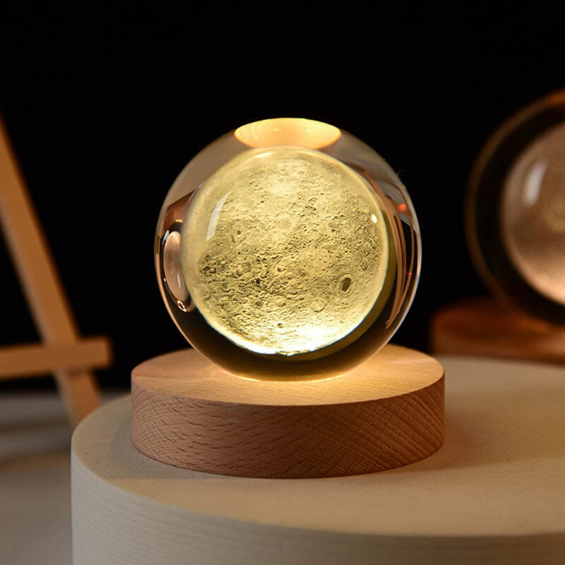 Luxury Crystal Globe Table Lamp With Wooden Stand