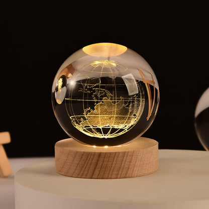 Luxury Crystal Globe Table Lamp With Wooden Stand