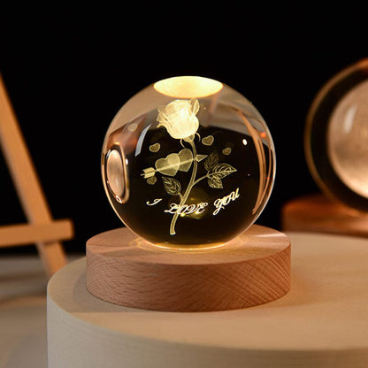 Luxury Crystal Globe Table Lamp With Wooden Stand