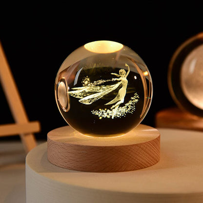 Luxury Crystal Globe Table Lamp With Wooden Stand