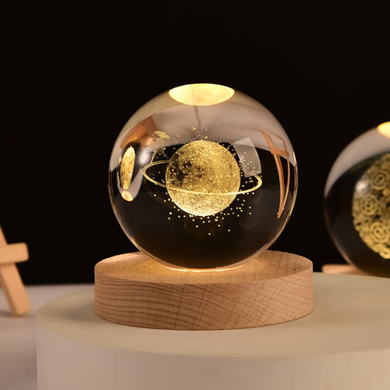 Luxury Crystal Globe Table Lamp With Wooden Stand