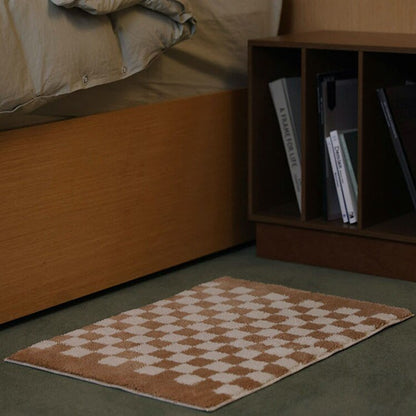 Plush Checkered Bath Mat