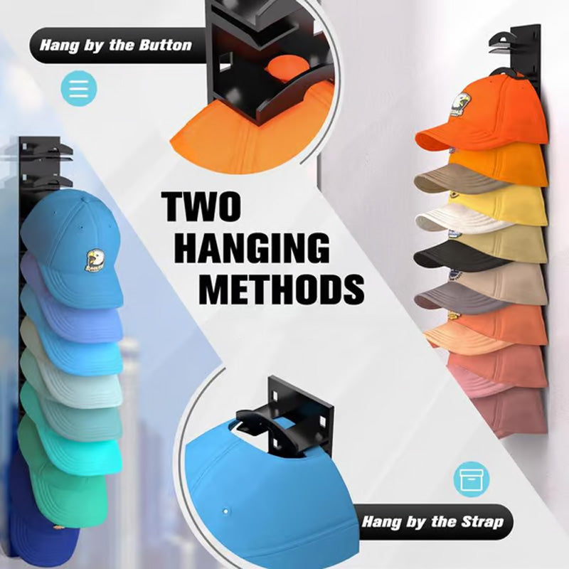 Space Saving Baseball Cap Rack with Adjustable Hooks