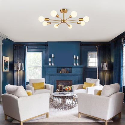 Modern Semi-Flush Mount Crystal Chandelier
