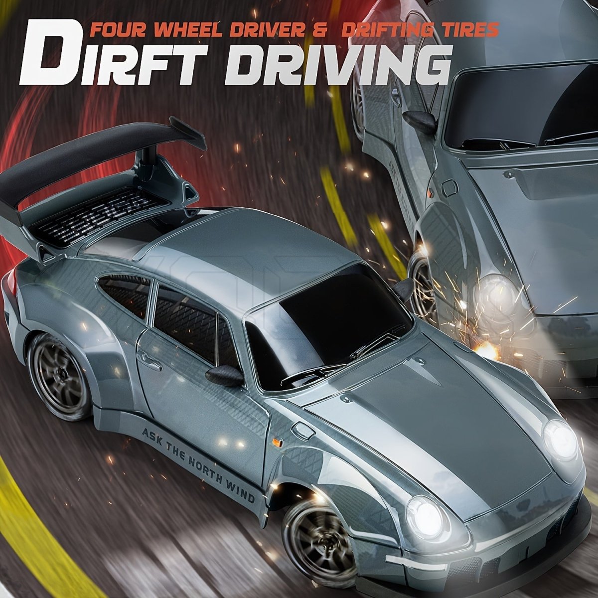 Fast 1:24 Scale 4WD RC Drift Car with LED Lights