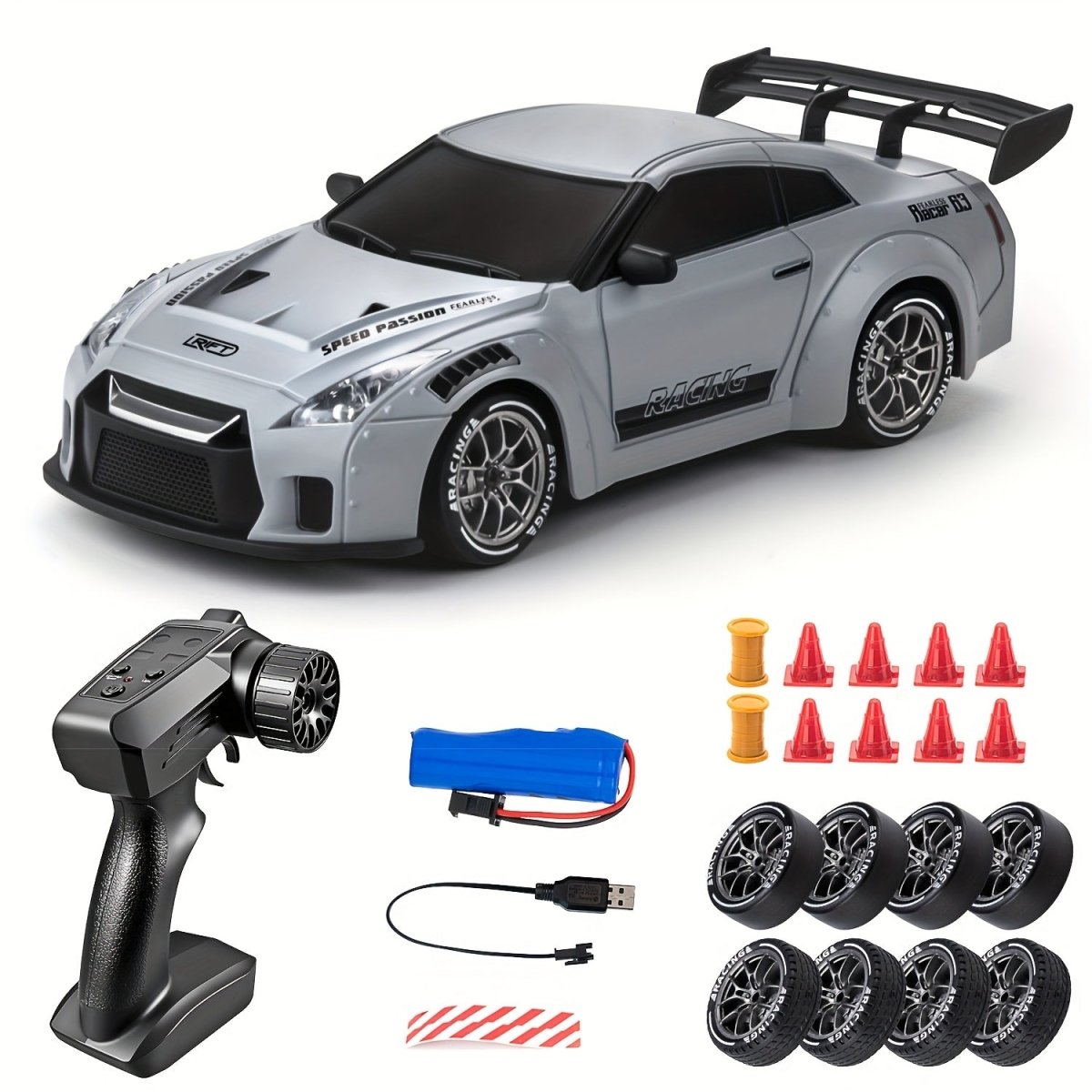 Fast 1:24 Scale 4WD RC Drift Car with LED Lights - Yeezlab