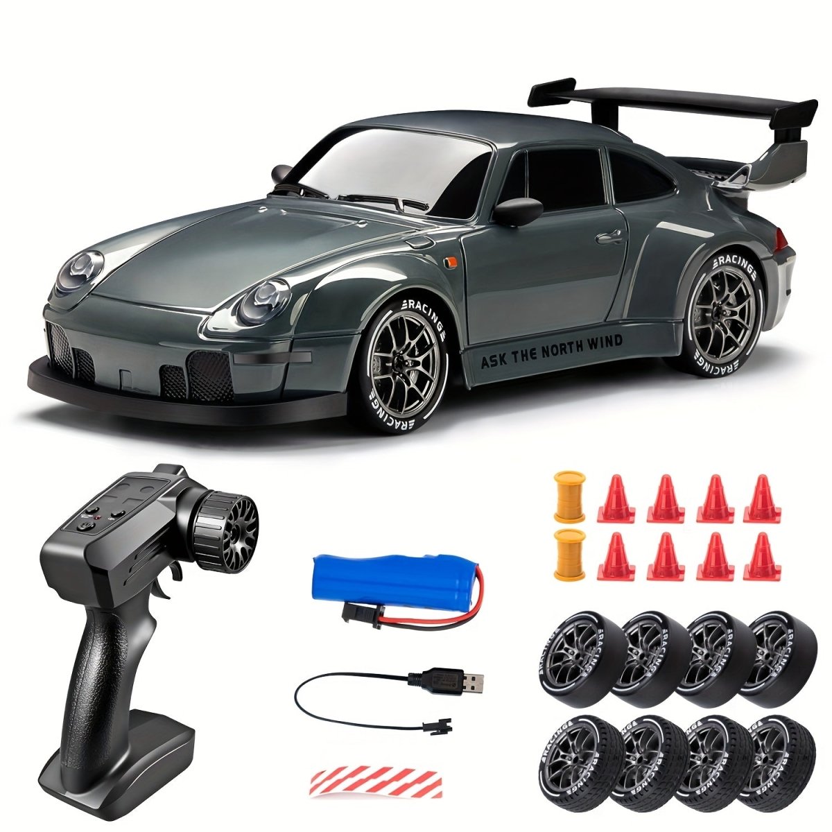 Fast 1:24 Scale 4WD RC Drift Car with LED Lights