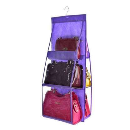 Overdoor Handy Purse Organizer 6 Pocket Clear Closet Storage