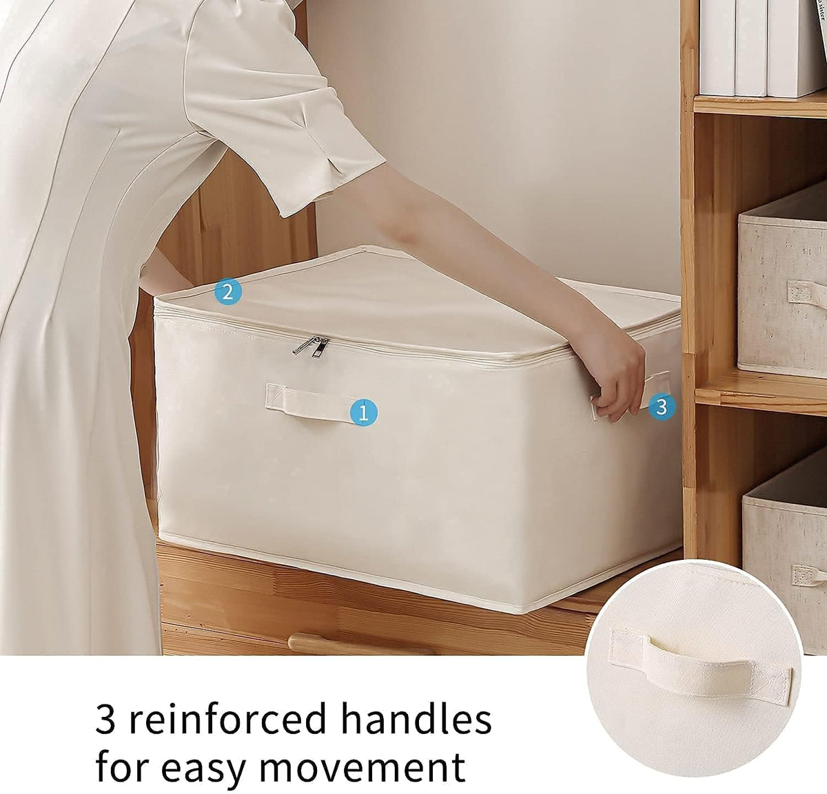Portable Closet Storage Bag Set with Handles & Zipper