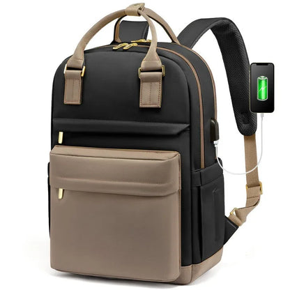Waterproof Laptop Backpack with USB Charger - Women's 17 Inch Commuter Bag