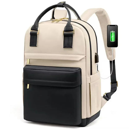 Waterproof Laptop Backpack with USB Charger - Women's 17 Inch Commuter Bag
