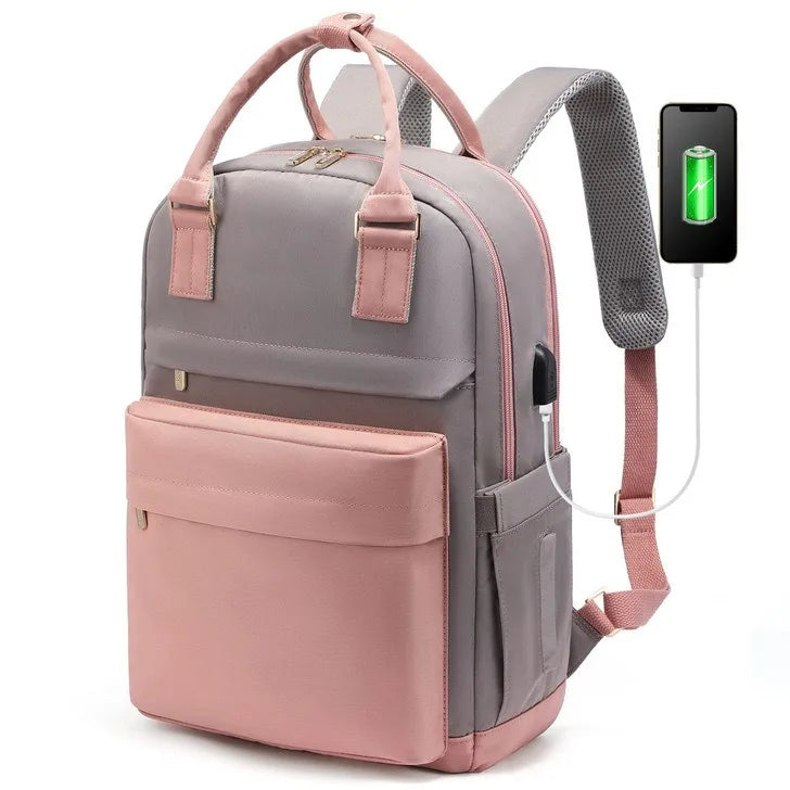 Waterproof Laptop Backpack with USB Charger - Women's 17 Inch Commuter Bag