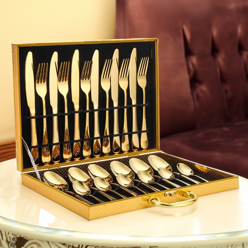 Luxury Gold Plated 24 Piece Cutlery Set - Yeezlab