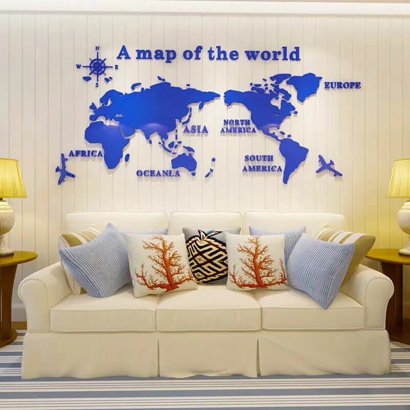 3D Globe Wall Decal Map Sticker - Yeezlab