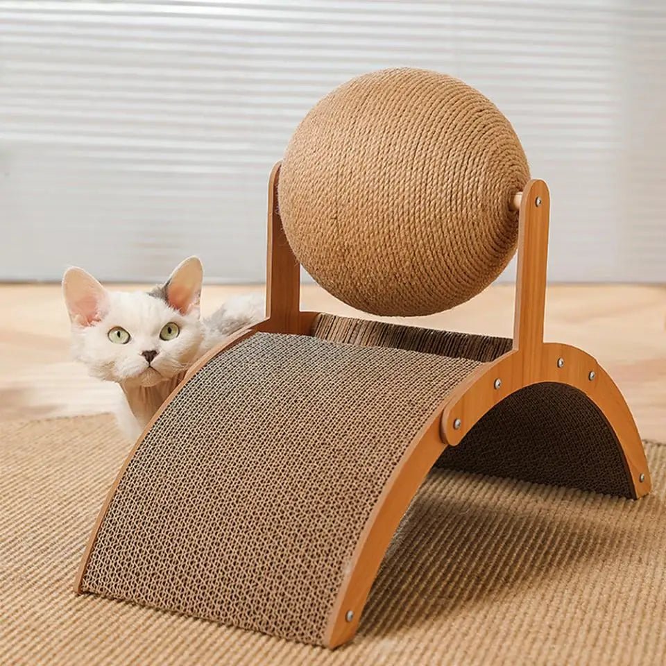 Wooden Cat Scratcher Sphere - 2-in-1 Wooden  Paw Grinding Toy - Yeezlab