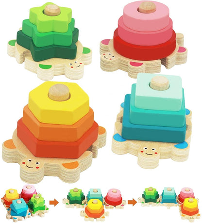 Colorful Wooden Turtle Stacking Toy for Kids