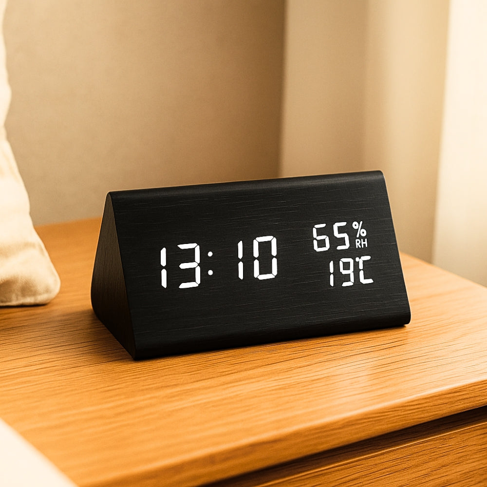 Wooden Digital LED Clock Radio Alarm - Yeezlab