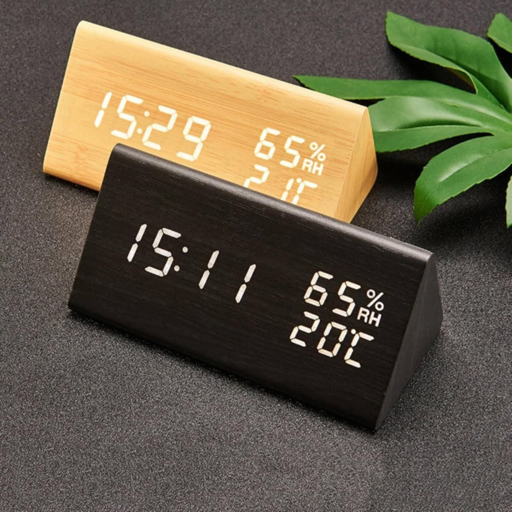 Wooden Digital LED Clock Radio Alarm