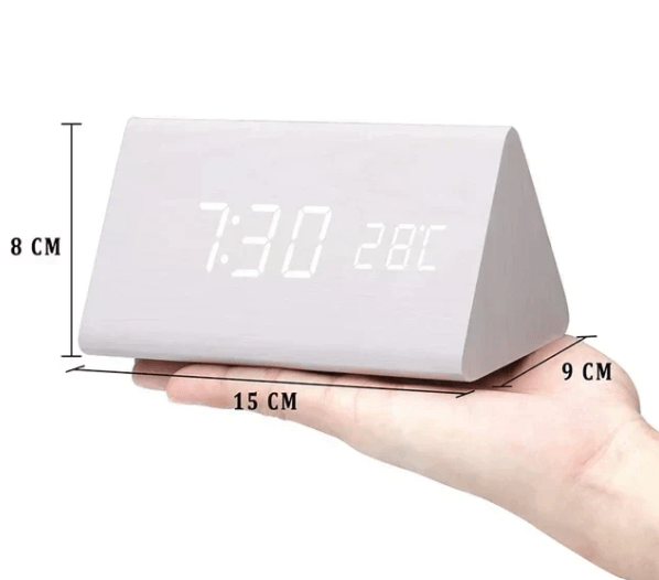 Smart LED Wooden Digital Clock with Voice Control