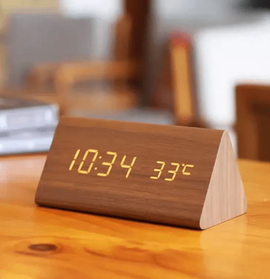 Smart LED Wooden Digital Clock with Voice Control - Yeezlab