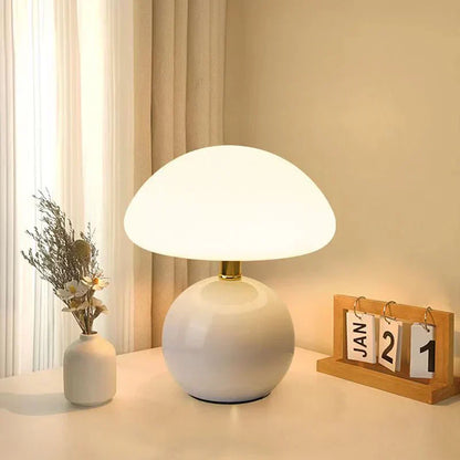 Rustic White Mushroom Table Lamp