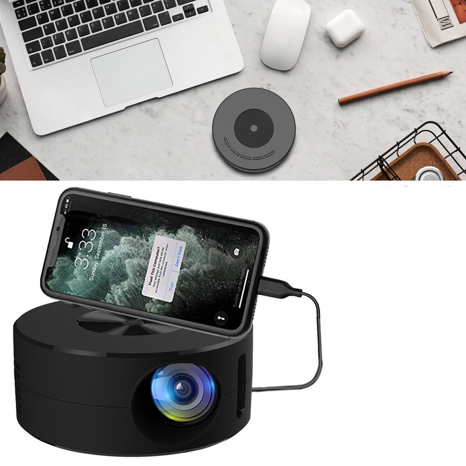 Compact HD Portable Projector with USB and Speaker - Yeezlab