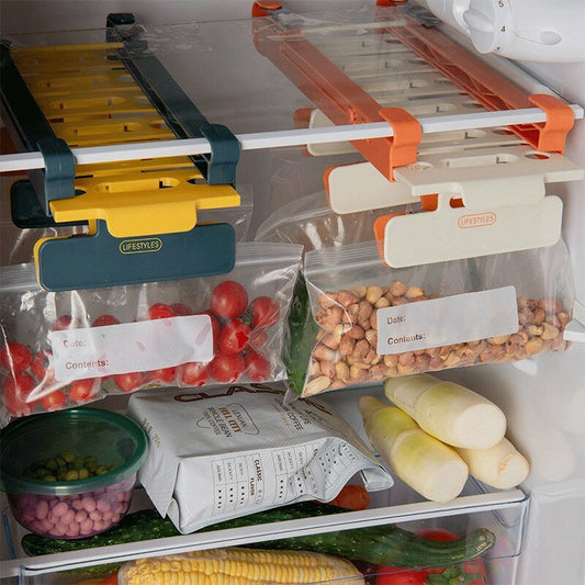 Ziplock Slideout Fridge Organizer - Retractable Fresh-keeping Bag Hanging Storage Rack Zip Fresh Holder - Yeezlab